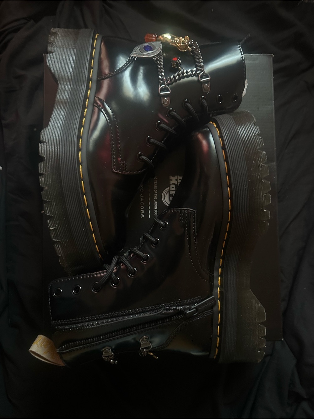 Dr.Marten X Marc Jacobs --Jadon Platform Combat Boots with Charm Chains - Picture 6 of 9